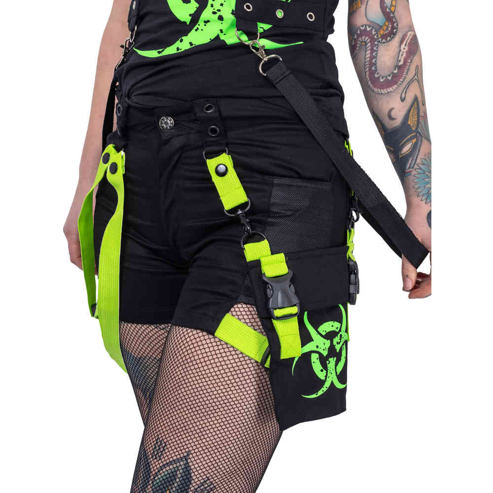 Poizen Industries - DANGER ZONE Pantalon court - Noir/Vert